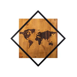 Wallity World 2 - Accesorio decorativo de pared en madera y metal nogal y negro